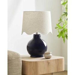 Pojezerje 22"H x 15"W x 15"D Rustic Navy/Peach/Translucent Table Lamp - Boutique Rugs