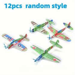 TEMU 12pcs Assorted Foam Glider Planes With Propellers - Perfect For Party Favors, Birthday Gifts & Home Decor