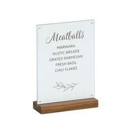 Cal-Mil 23185-811-78 Tabletop Menu Card Holder - 8 1/2" x 12 1/4", Acrylic/Walnut, Brown