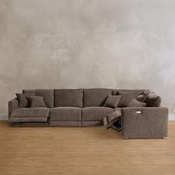 Tristan Power Sectional Seating - Build Your Own, Armless Power Chair, Power Reclining Armless Chair/Everett Linen - Grandin Road