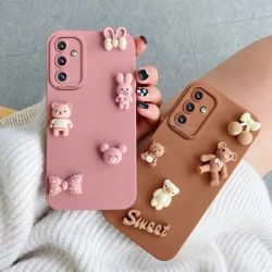 A 15 25 35 55 54 Cute 3D Bears Silicone Case For Samsung Galaxy A15 A25 A35 A55 A05 A05s A14 A24 A34 A54 A04s Cartoon Back Cover