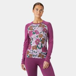 Helly Hansen Women's Lifa Merino Midweight Graphic Crew Base Layer Pink XS