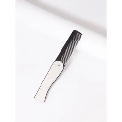 1PCS stainless steel folding men's beard comb, fine toothed straightener, used for daily hair and beard combing