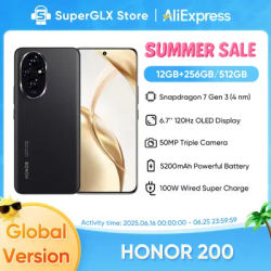 2024 New Original HONOR 200 Global Version Snapdragon 7 Gen 3 5G Smartphone 6.7'' AMOLED Display Support HONOR 100W SuperCharge