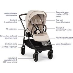 Nuna SWIV Stroller + LYTL Bassinet Bundle - Chai / Caviar