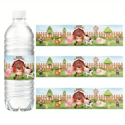 10pcs Farm Animal Water Bottle Labels Stickers, Perfect For Birthday Party Bottle Wraps Baby Shower Safari Party Favor