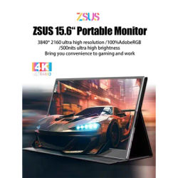 ZSUS 15.6-Inch 3840*2160 Portable Monitor 4K HDR 500cd /M² Low Blue Light For XBox PS4 / 5 Switch Cell Phone PC Loptop Extension