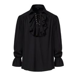 Punk Gotico Medievale Rinascimento Blusa / Camicia Pirata Cavaliere Tinta unica Costume Per uomo Costumi da pirata Fantasia Reale Mascherata Performance Feste Mascherata Adulti Camicia