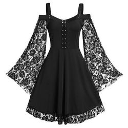 Retrò Vintage Medievale Rinascimento Vestito Vichingo Elfico Pizzo Costume Per donna Fantasia Mascherata Casual Quotidiano Adulti Vestito