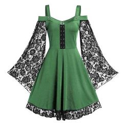 Retrò Vintage Medievale Rinascimento Vestito Vichingo Elfico Pizzo Costume Per donna Fantasia Mascherata Casual Quotidiano Adulti Vestito