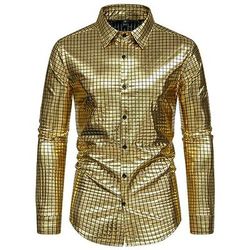 Disco Anni '80 Metallico Lucido Blusa / Camicia Mascherata Disco A quadri Costume Per uomo Costume di Carnevale Mascherata Festa / Sera Parata dell'Orgoglio Mese dell'orgoglio Adulti Camicia