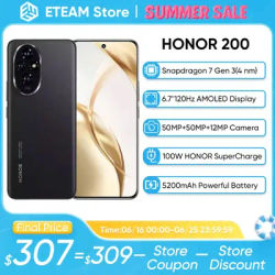 2024 New Original HONOR 200 Global Version Snapdragon 7 Gen 3 5G Smartphone 6.7'' AMOLED Display 5200mAh HONOR 100W SuperCharge