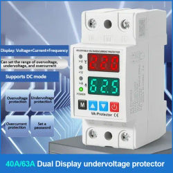 40A/63A 220V Din Rail Dual Display Adjustable Over Voltage Current and Under Voltage Protective Device Protector Relay