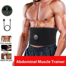 Muscle Massager EMS Abdominal Belt Electric Muscle Stimulation Portable Fitness Massager Waist Trainer Body Slimming Shaping