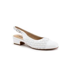 Wide Width Women's Dea Woven Cap Toe Pump by Trotters in White (Size 8 1/2 W)