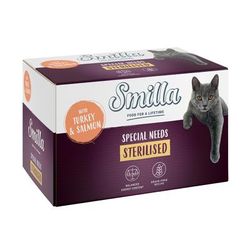 6x100g Sterilised Turkey Salmon Tray Smilla Wet Cat Food