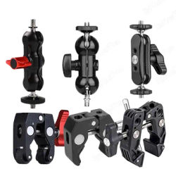 Double Ball Heads Magic Arm 1/4''Screw Extend Mount for Gopro DSLR Camera Monitor Video Light Mic Tripod Microphone