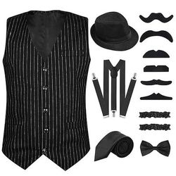 Anni Ruggenti Anni 1920 Retrò Vintage Abiti Gilet Cappello Panama Il grande Gatsby Gentiluomo Moda Costume Per uomo Natale Halloween Carnevale Balli di fine anno Festival Adulti Cravatta Gilet Altri