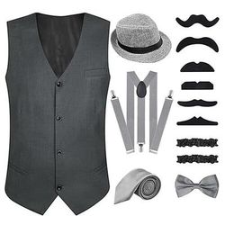 Anni Ruggenti Anni 1920 Retrò Vintage Abiti Gilet Cappello Panama Il grande Gatsby Gentiluomo Moda Costume Per uomo Natale Halloween Carnevale Balli di fine anno Festival Adulti Cravatta Gilet Altri