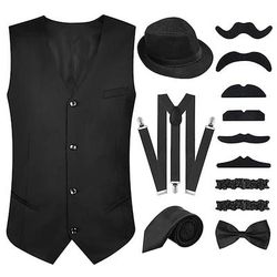 Anni Ruggenti Anni 1920 Retrò Vintage Abiti Gilet Cappello Panama Il grande Gatsby Gentiluomo Moda Costume Per uomo Natale Halloween Carnevale Balli di fine anno Festival Adulti Cravatta Gilet Altri