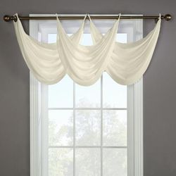 Wide Width Rhapsody Lined Light Filtering Grommet Ascot Valance by Thermavoile in Ivory (Size 36" W 19" L)