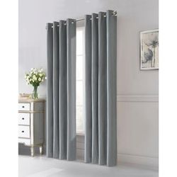 Wide Width Edison Blackout Grommet Curtain Panel by Thermaplus in Blue (Size 52" W 63" L)