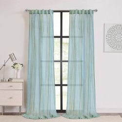 Wide Width Paloma Sheer Dual Header Curtain Panel by Habitat™ in Pale Thyme (Size 52" W 95" L)