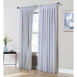 Wide Width Ventura Blackout Tab Top Curtain Panel Pair by Thermaplus in White (Size 52" W 95" L)