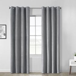Wide Width Navar Blackout Grommet Curtain Panel by Thermaplus in Dark Grey (Size 54" W 95" L)