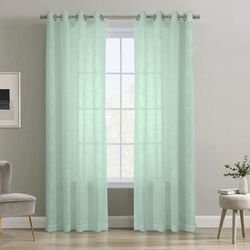 Wide Width Boucle Sheer Grommet Curtain Panel by Habitat™ in Surf Spray (Size 52" W 108"L)