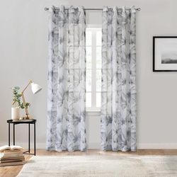 Wide Width Ophelia Light Filtering Grommet Curtain Panel by Habitat™ in White Grey (Size 52" W 63" L)