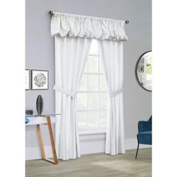 Wide Width Prescott Room Darkening Rod Pocket Five In One Curtain Set by Thermalogic in White (Size 80" W 63" L)