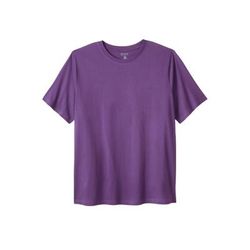 Men's Big & Tall Shrink-Less Lightweight Crewneck T-Shirt by KingSize in Vintage Purple (Size L)