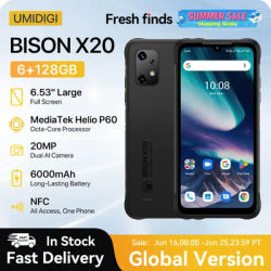 [World Premiere]UMIDIGI BISON X20 Rugged smartphone MTK Helio P60 Octa-Core 6GB 128GB 6.53" HD Android 13 6000mAh Battery NFC