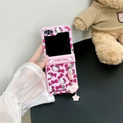 Cute Cartoon Sanrio Hello Kitty Bow Phone Case For Samsung Galaxy Z Flip 6 5 Hard Back Cover For Z