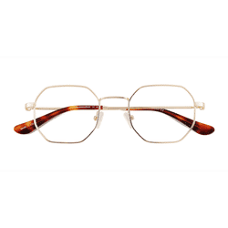 Unisex s geometric Shiny Golden Metal Prescription eyeglasses - Eyebuydirect s Soar