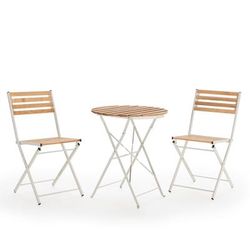 Set bistrot da giardino bianco 3 pezzi, tavolo e 2 sedie