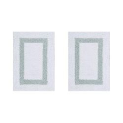 Hotel Collection 100% Cotton 2 Piece (17" X 24" | 17" X 24") Bath Rug Set by Brylane Home in White Blue
