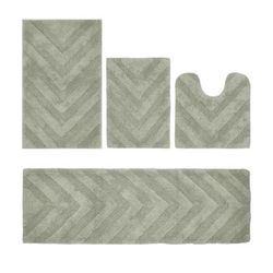 Hugo Collection 100% Cotton 4 Piece (17" X 24" | 20" X 20" | 21" X 34" | 20" X 60") Bath Rug Set by Brylane Home in Sage