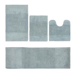 Granada Collection 100% Cotton 4 Piece (17" X 24" | 20" X 20" | 21" X 34" | 20" X 60") Bath Rug Set by Brylane Home in Blue