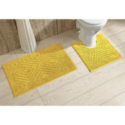Trier Collection 25% Cotton & 75% Polyester 2 Piece (20" X 20" | 20" X 30") Bath Rug Set by SEI Furniture in Yellow