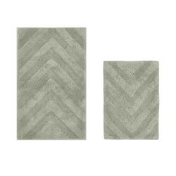 Hugo Collection 100% Cotton 2 Piece (17" X 24" | 21" X 34") Bath Rug Set by Brylane Home in Sage