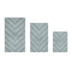 Hugo Collection 100% Cotton 3 Piece (17" X 24" | 21" X 34" | 24" X 40") Bath Rug Set by Brylane Home in Blue