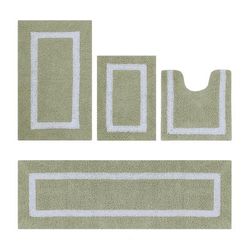Hotel Collection 100% Cotton 4 Piece (17" X 24" | 20" X 20" | 21" X 34" | 20" X 60") Bath Rug Set by Brylane Home in Sage White