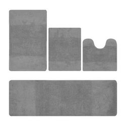 Granada Collection 100% Cotton 4 Piece (17" X 24" | 20" X 20" | 21" X 34" | 20" X 60") Bath Rug Set by Brylane Home in Gray
