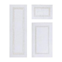Hotel Collection 100% Cotton 3 Piece (17" X 24" | 24" X 40" | 20" X 60") Bath Rug Set by Brylane Home in White Ivory