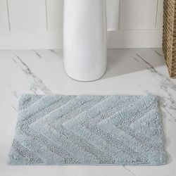 Wide Width Hugo Collection 100% Cotton 17" X 24" Rectangle Bath Rug by Brylane Home in Blue (Size 17" W 24" L)