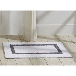 Wide Width Hotel Collection 100% Cotton 17" X 24" Rectangle Bath Rug by Brylane Home in White Gray (Size 24" W 40" L)