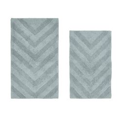 Hugo Collection 100% Cotton 2 Piece (21" X 34" | 24" X 40") Bath Rug Set by Brylane Home in Blue