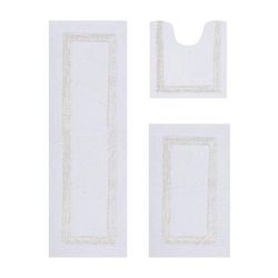 Hotel Collection 100% Cotton 3 Piece (20" X 20" | 21" X 34" | 20" X 60") Bath Rug Set by Brylane Home in White Ivory